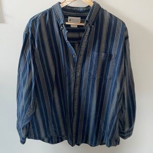 Vintage oversized denim stripe button down shirt
